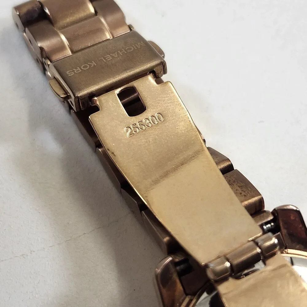 Michael Kors Women's Watch MK5430 Mini Runway Chronograph Rose Gold New Battery
